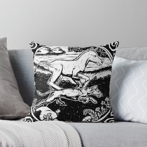 Item preview, The Borzoi and The Unicorn Series: Race at Sundown (Black & white) designed and sold by Spinyflowerart.