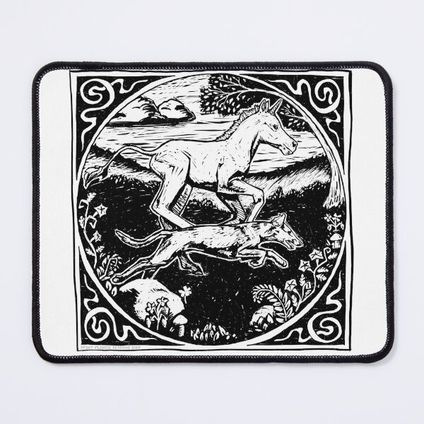 Item preview, The Borzoi and The Unicorn Series: Race at Sundown (Black & white) designed and sold by Spinyflowerart.