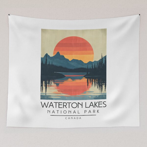 Item preview, A Vintage Illustration of Waterton Lakes National Park - Canada  designed and sold by GoodOldVintage.