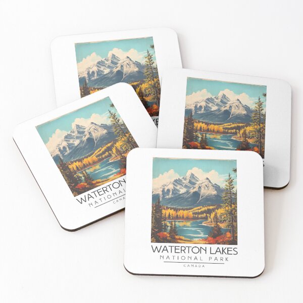 Item preview, A Vintage Illustration of Waterton Lakes National Park - Canada  designed and sold by GoodOldVintage.