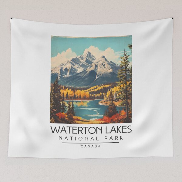 Item preview, A Vintage Illustration of Waterton Lakes National Park - Canada  designed and sold by GoodOldVintage.