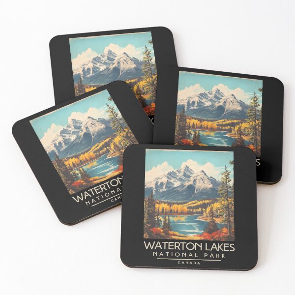 Item preview, A Vintage Illustration of Waterton Lakes National Park - Canada  designed and sold by GoodOldVintage.