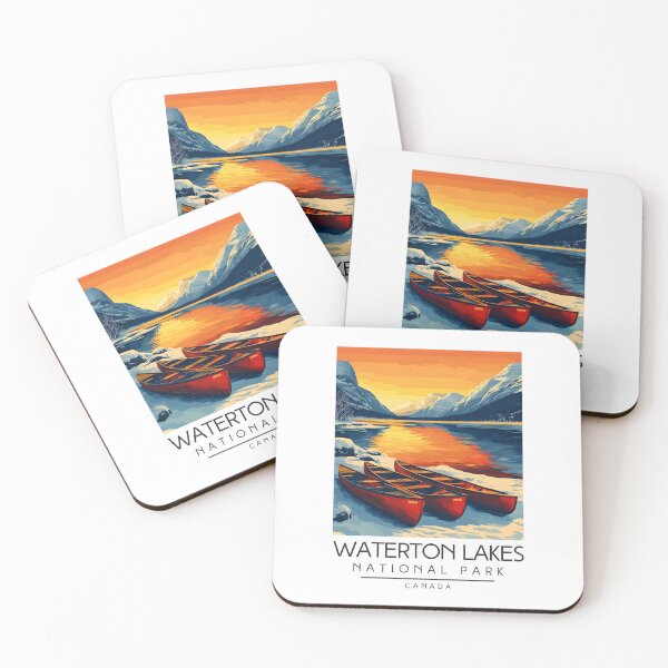 Item preview, A Vintage Illustration of Waterton Lakes National Park - Canada  designed and sold by GoodOldVintage.