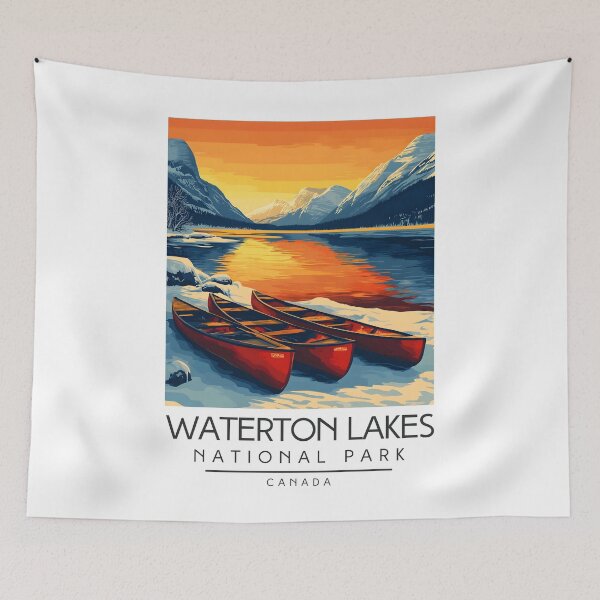 Item preview, A Vintage Illustration of Waterton Lakes National Park - Canada  designed and sold by GoodOldVintage.