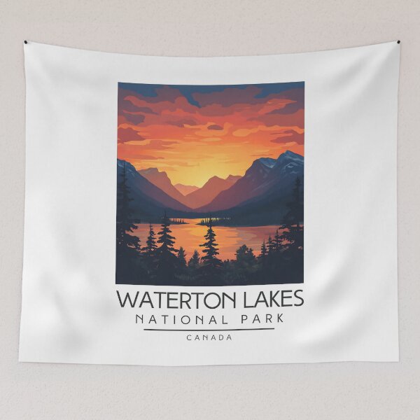Item preview, A Vintage Illustration of Waterton Lakes National Park - Canada  designed and sold by GoodOldVintage.