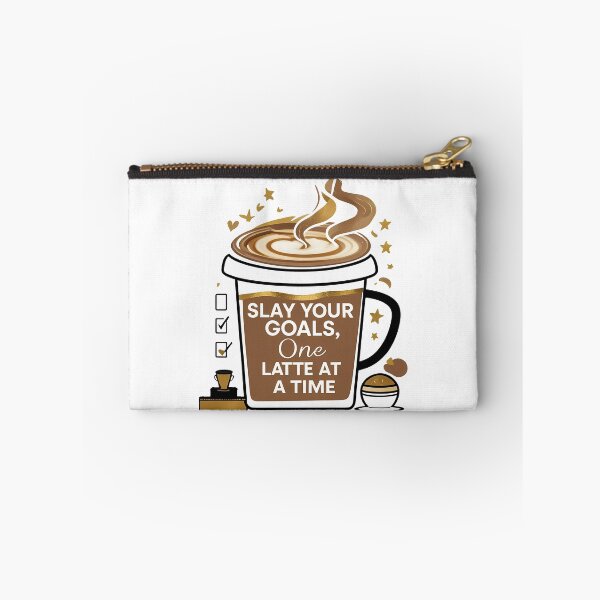 Aperçu de l'œuvre Café au lait fumant avec trophée et citation sur l'établissement d'objectifs créée et vendue par zoughlal.