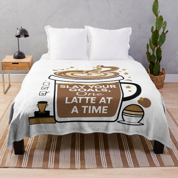 Artikelvorschau, Dampfender Latte mit Trophäe und Zitat zur Zielsetzung entworfen und verkauft von zoughlal.