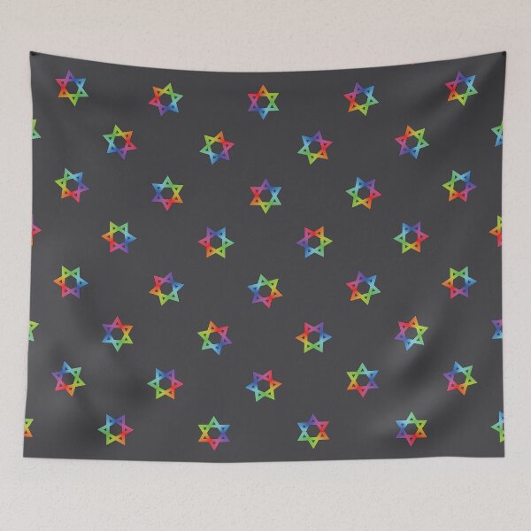 Item preview, Rainbow Star of David Pattern on Dark Gray designed and sold by Domestic Platypus.