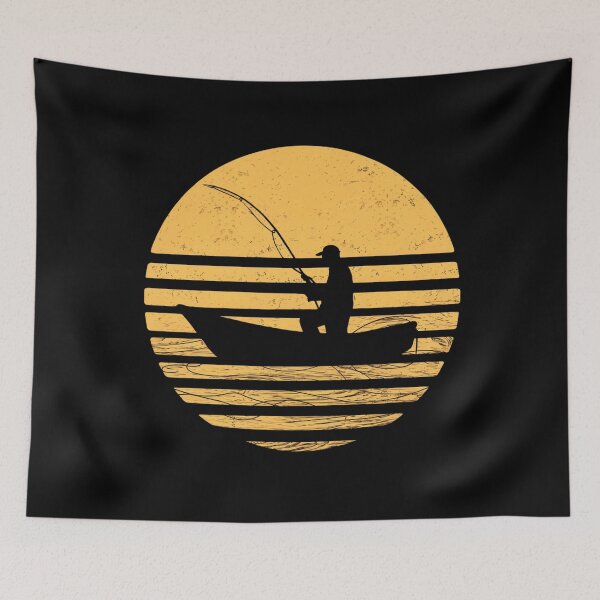 Item preview, Fishing Sunset Outline – Minimalist Retro Design designed and sold by Ela-graphicwiz.