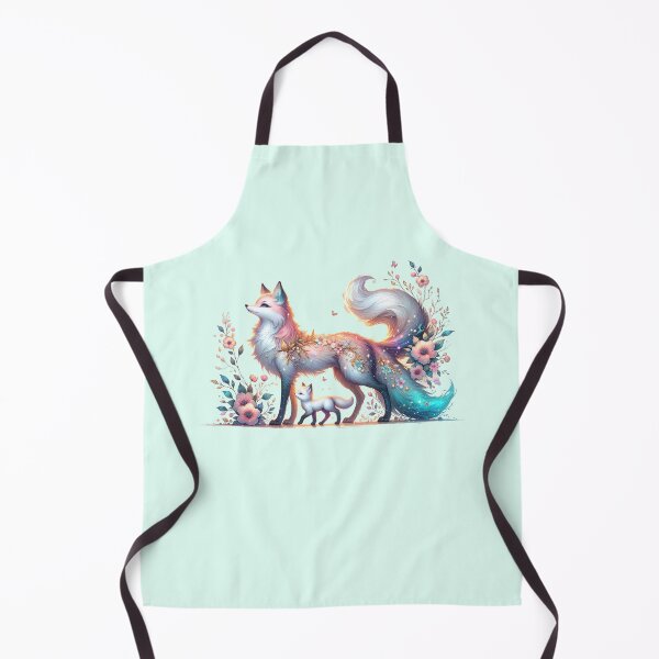 Item preview, Mystical Fox Kitsune with Baby and Pastel Floral Decorations designed and sold by 2ndSketch.