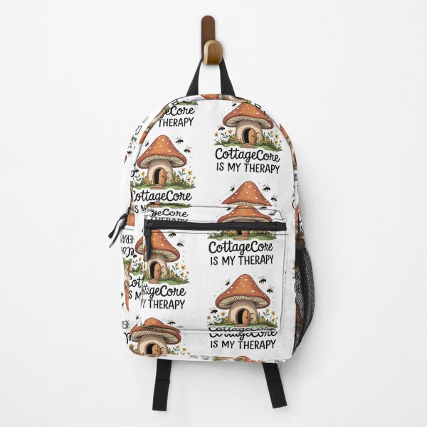 Item preview, Tiny Mushroom House with Wildflowers and Bees Featuring Cottagecore Quote designed and sold by zoughlal.