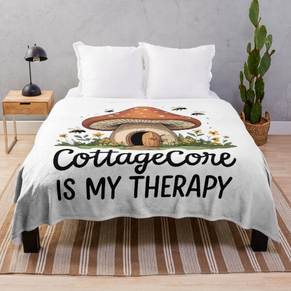 Item preview, Tiny Mushroom House with Wildflowers and Bees Featuring Cottagecore Quote designed and sold by zoughlal.
