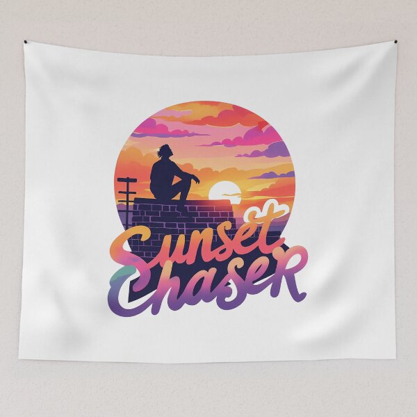 Item preview, Silhouetted Figure Watching Colorful Sunset with Dreamy Phrase designed and sold by zoughlal.
