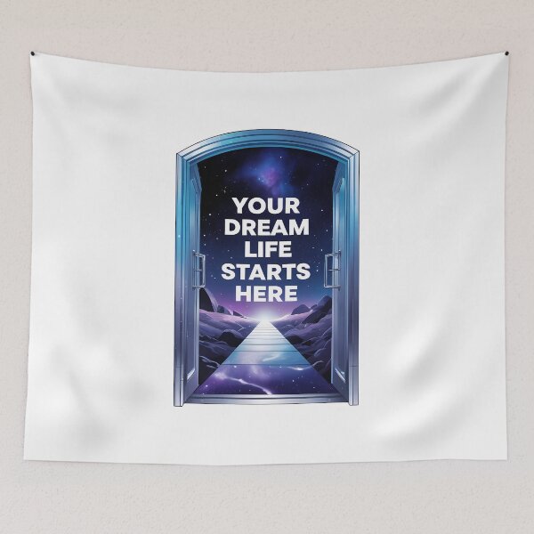 Item preview, Open Door to Surreal Cosmic Landscape with Futuristic Typography designed and sold by zoughlal.