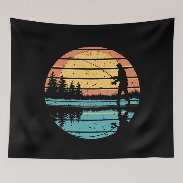Item preview, Fishing Sunset Outline – Minimalist Retro Design designed and sold by Ela-graphicwiz.