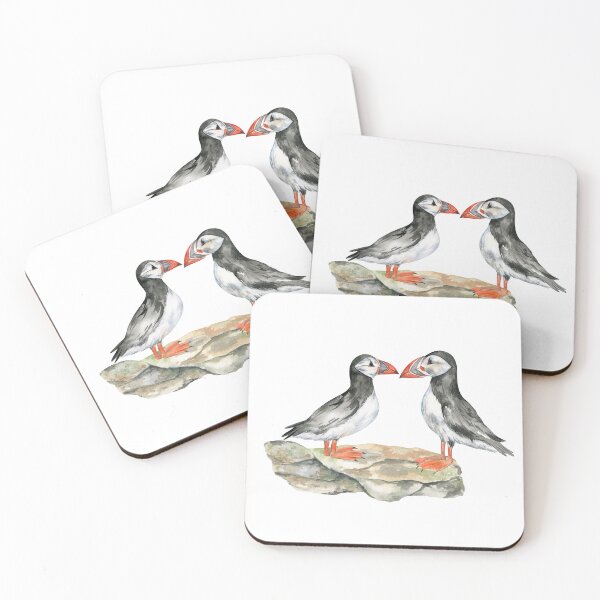 Item preview, Puffins Couple on a Rock designed and sold by Flowersforbear.