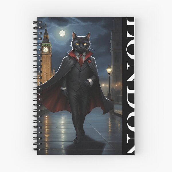 Item preview, Dracula Vampire Cat with big-ben London Gothic art designed and sold by WorldRoverShirt.