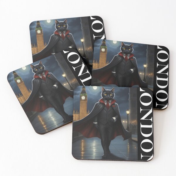 Item preview, Dracula Vampire Cat with big-ben London Gothic art designed and sold by WorldRoverShirt.