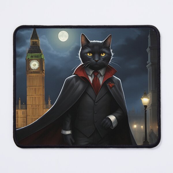 Item preview, Dracula Vampire Cat with big-ben London Gothic art designed and sold by WorldRoverShirt.