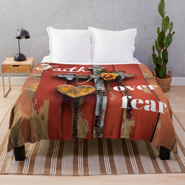 Item preview, Faith Over Fear - Rustic Cross and Heart Design designed and sold by Molly's Gone Mad .