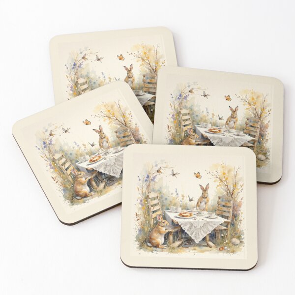 Item preview, Whimsical Bunny Tea Party – Cottagecore Woodland Animals Illustration designed and sold by LemonHorse.