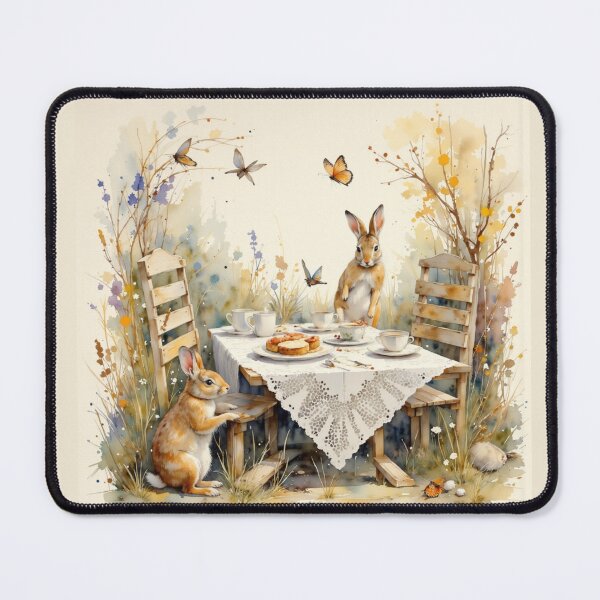 Item preview, Whimsical Bunny Tea Party – Cottagecore Woodland Animals Illustration designed and sold by LemonHorse.