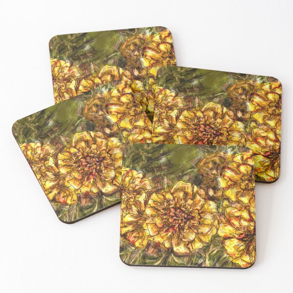 Item preview, Golden Marigolds – Vibrant Floral Art designed and sold by Coral Leontine Arts.