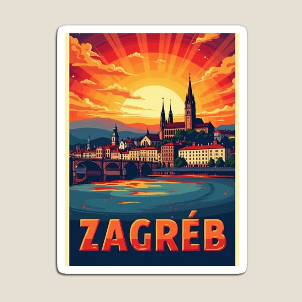 Item preview, Retro Pop Art Poster of Zagreb | Vintage City Artwork | Retro Travel Poster | Pop Art Design of Zagreb designed and sold by PaintedPixels01.