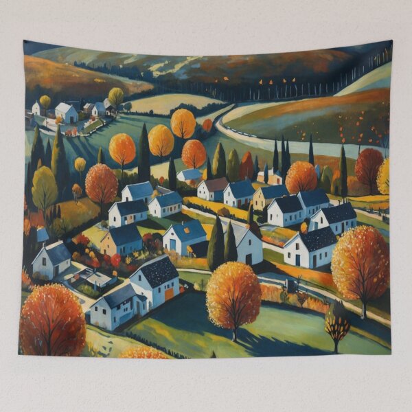 Item preview, AUTUMN VILLAGE COLORFUL ARTWORK designed and sold by Infopreneur1231.
