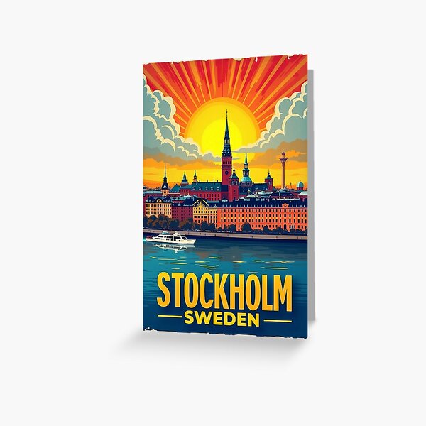 Item preview, Retro Pop Art Poster of Stockholm, Sweden | Vintage Stockholm Artwork | Swedish Pop Art Poster | Retro Scandinavian Art Print designed and sold by PaintedPixels01.