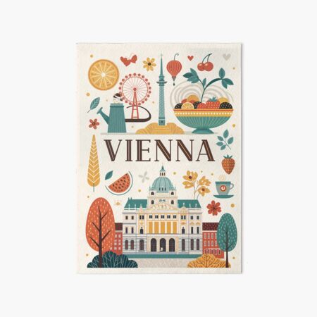Item preview, Vienna Travel Poster - Colorful Vienna Landmarks and Icons Illustration designed and sold by Witsprings.