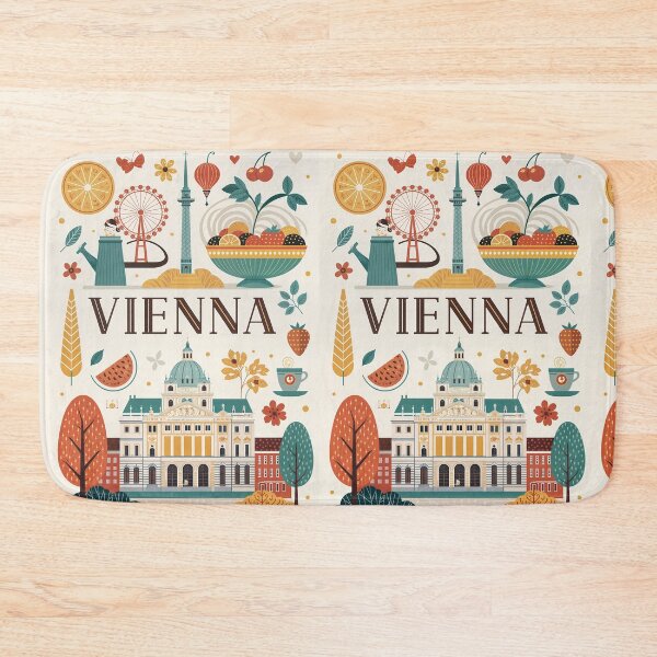 Item preview, Póster de viaje a Viena: ilustración colorida de los monumentos e iconos de Viena designed and sold by Witsprings.