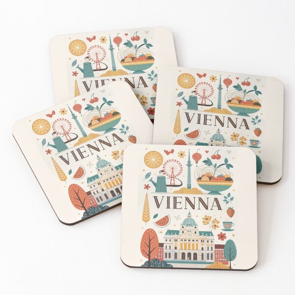 Item preview, Vienna Travel Poster - Colorful Vienna Landmarks and Icons Illustration designed and sold by Witsprings.