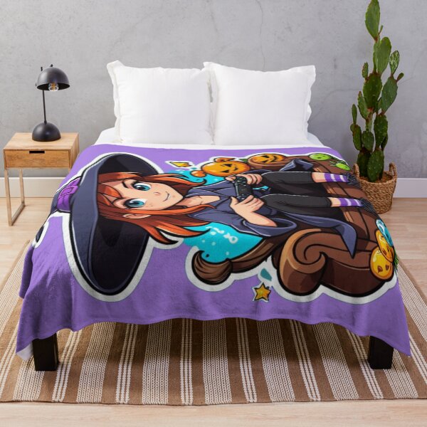 Item preview, Gamer Girl Witch Hat Robes Red Hair Halloween Pumpkins Black Purple Orange Spooky Season Video Games designed and sold by SteamParliament.