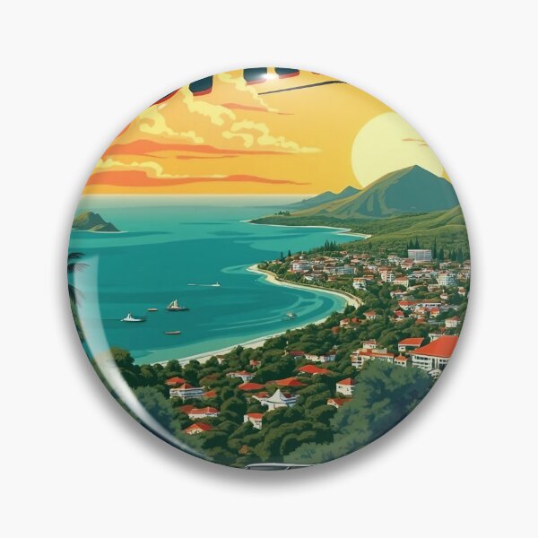 Item preview, Retro Pop Art Poster of Roseau Dominica | Vintage Dominica Artwork | Retro Island Art | Dominica Travel Poster | Pop Art Travel Print designed and sold by PaintedPixels01.