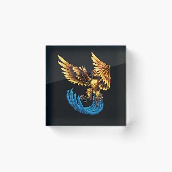 Item preview, Illustrated design of blue Phoenix with golden legendary bird designed and sold by FoxnakeChiros.