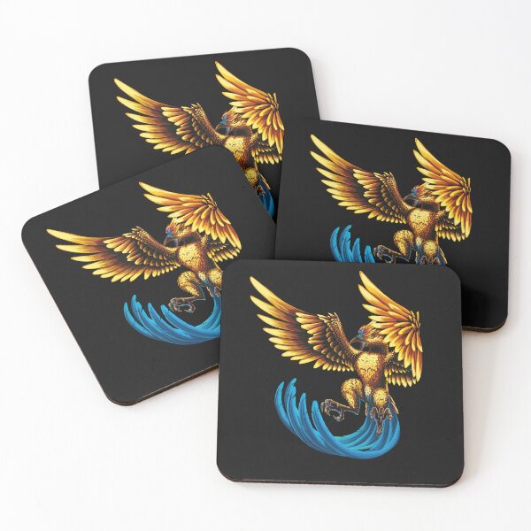 Item preview, Illustrated design of blue Phoenix with golden legendary bird designed and sold by FoxnakeChiros.