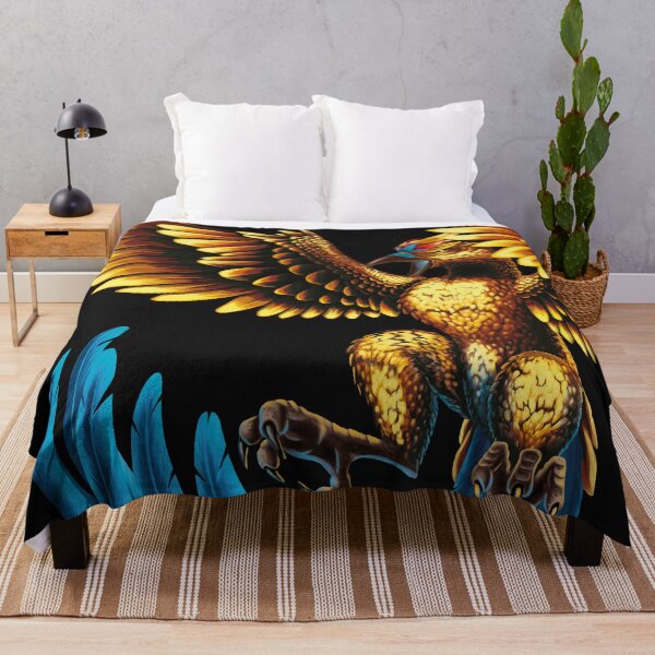 Item preview, Illustrated design of blue Phoenix with golden legendary bird designed and sold by FoxnakeChiros.