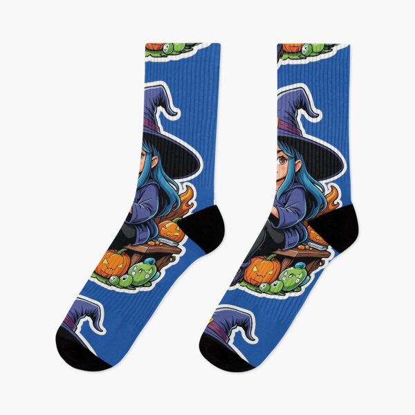 Item preview, Gamer Girl Witch Hat Robes Blue Hair Halloween Pumpkins Black Purple Orange Spooky Season Video Games designed and sold by SteamParliament.