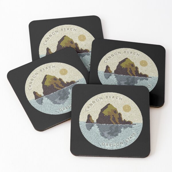 Item preview, Mosaic Magic: Haystack Rock at Sunset on a Dark Canvas designed and sold by H Jonas.