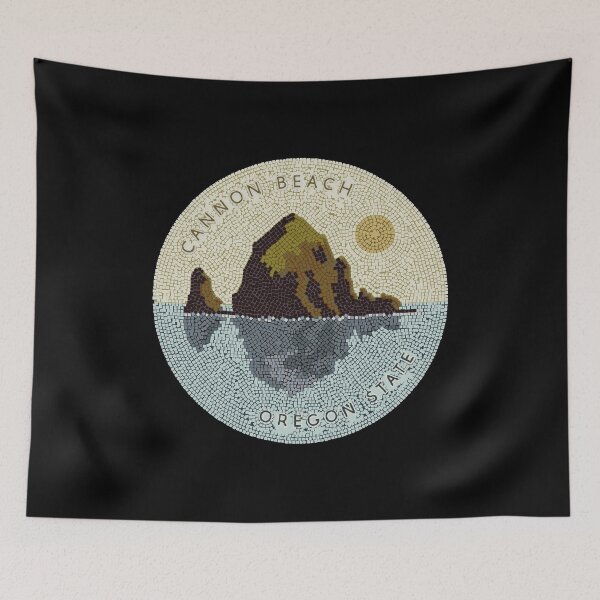 Item preview, Mosaic Magic: Haystack Rock at Sunset on a Dark Canvas designed and sold by H Jonas.