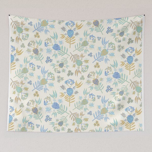 Item preview, Protea Australian Flora blue yellow designed and sold by blueidesign.
