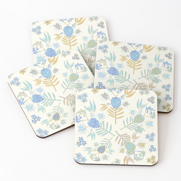 Item preview, Protea Australian Flora blue yellow designed and sold by blueidesign.