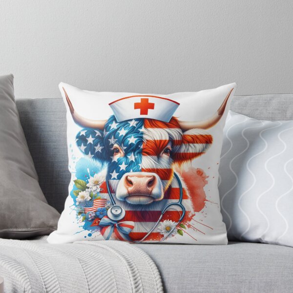 Item preview, Nurse  Highland Cow Patriotic Art designed and sold by Bliss Find And Design.