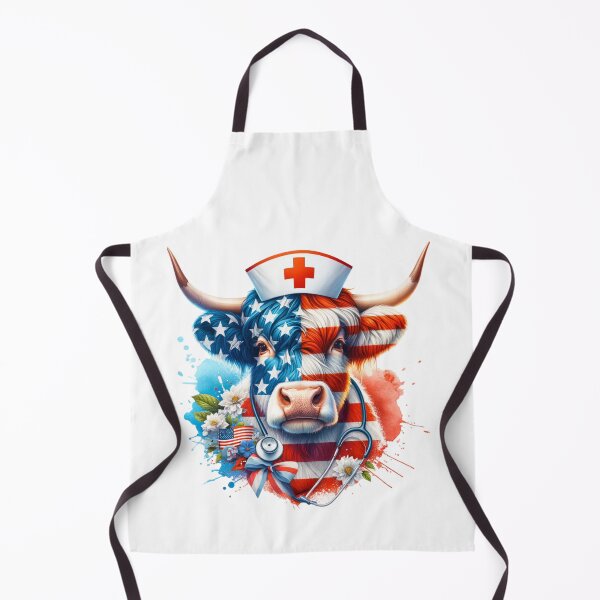 Item preview, Nurse Highland Cow Patriotic Art designed and sold by Bliss Find And Design.