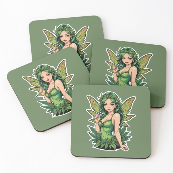 Item preview, Green Fairy Butterfly Marijuana Ganja Cannabis Weed Pot Leaf Stoner Girl Smoker High 420 designed and sold by SteamParliament.