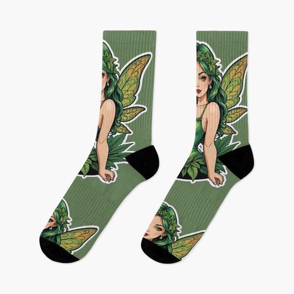 Item preview, Green Fairy Butterfly Marijuana Ganja Cannabis Weed Pot Leaf Stoner Girl Smoker High 420 designed and sold by SteamParliament.