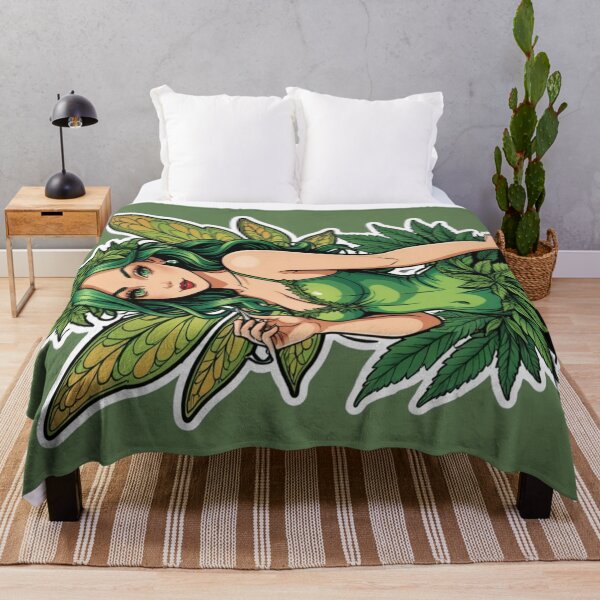 Item preview, Green Fairy Butterfly Marijuana Ganja Cannabis Weed Pot Leaf Stoner Girl Smoker High 420 designed and sold by SteamParliament.