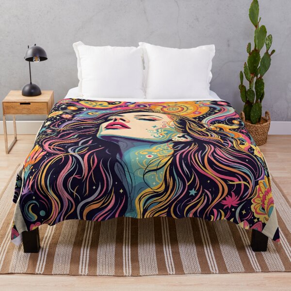 Item preview, Psychedelic Cosmic Songstress – Trippy Dreamscape Art designed and sold by Euriruben.