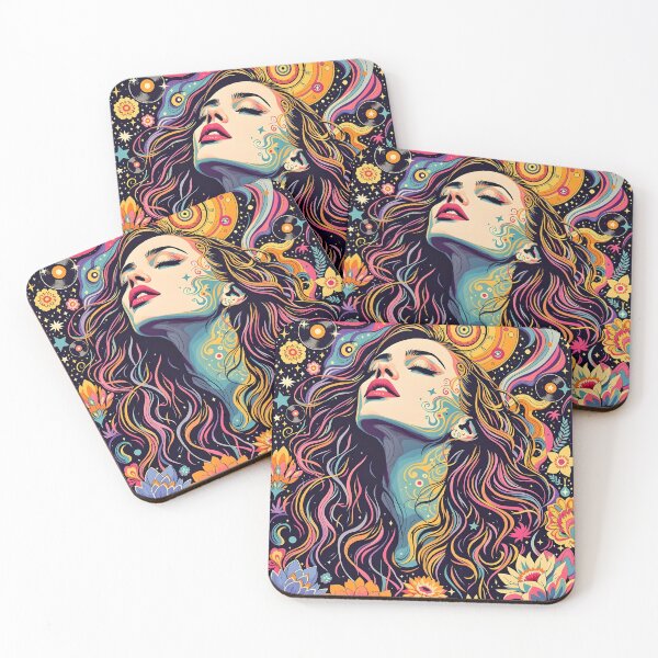 Item preview, Psychedelic Cosmic Songstress – Trippy Dreamscape Art designed and sold by Euriruben.